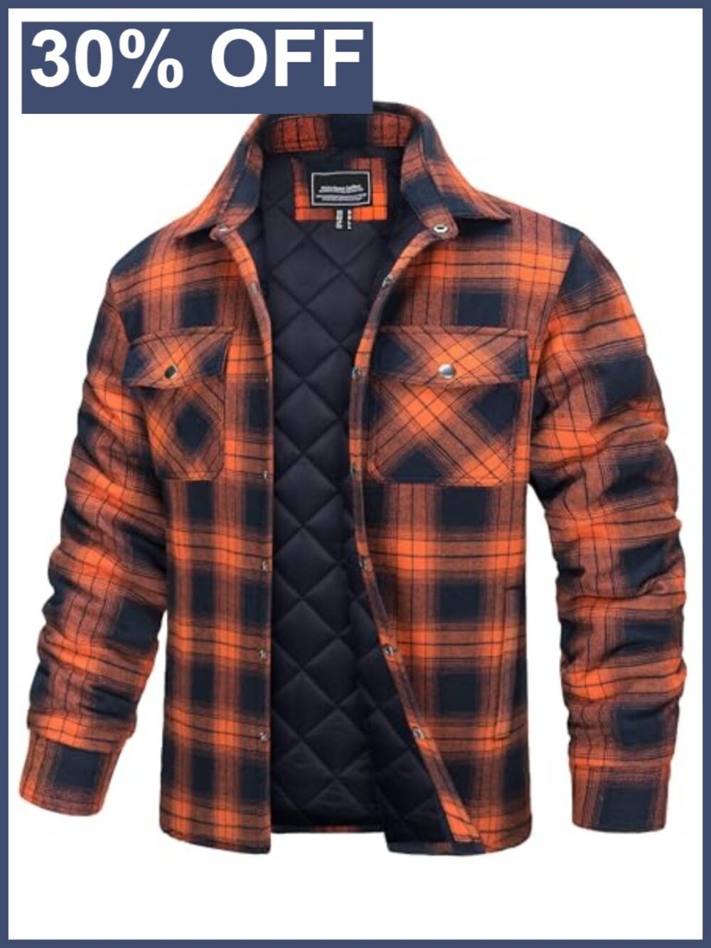 Men's Quilted Lined Flannel Shirt Jacket Button Down Insulated Winter Coat